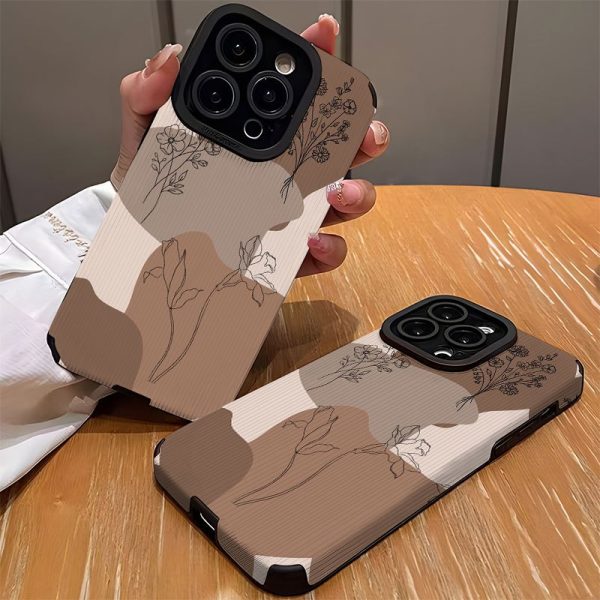 Abstract Brown Floral Pattern Phone Case for Iphone 15/15 Plus/15 Pro/15 Pro Max, Iphone 14/14 Plus/14 Pro/14 Pro Max, Iphone 13/13 Pro/13 Pro Max, Iphone 12/12 Pro/12 Pro Max, Iphone 11/11/11 Pro Max/Iphone 7/8/Iphone X/XS, Dirt-Resistant, Shockproof, And Stylish. - Image 2