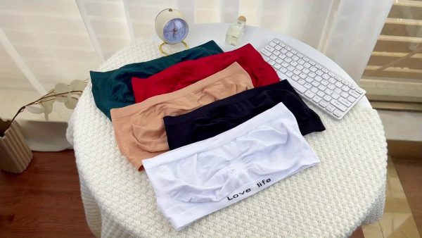 5pcs Strapless Bandeau Tops, Polyamide, Solid Color, Wireless, Medium Support, No Padding, Knit Fabric, 165g/m², for Easter Gift, Various Occasions - Image 11