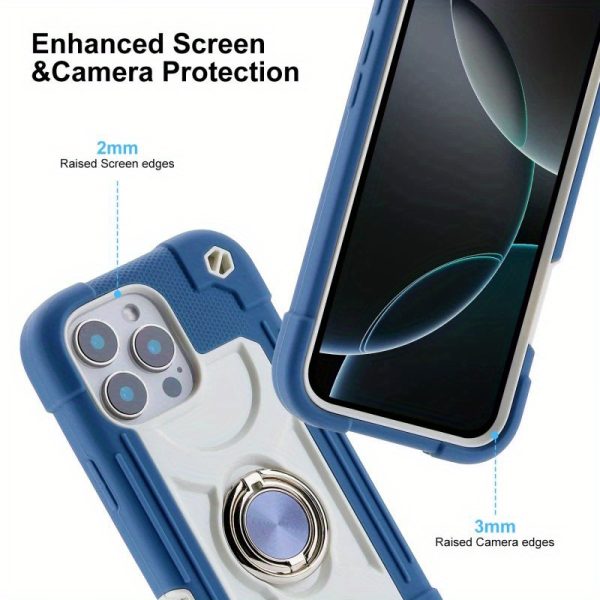 A Colorful Dual Ring Case Suitable for The Apple Iphone 16, Featuring a Durable Shell with a 360° Dual Rotating Ring Stand, a Phone Lanyard, And a 3-In-1 Protective Cover That Is Shockproof. - Image 8
