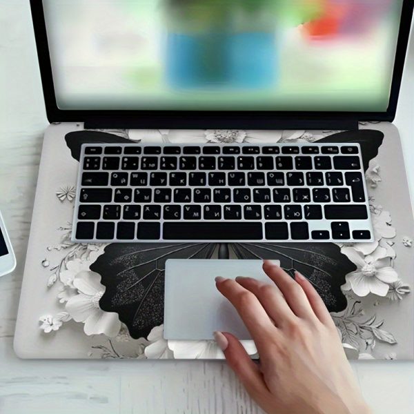 3pcs, 1pc spare, no need to worry about peeling off, black and white butterfly with flower combination pattern - computer protective cover, scratch-resistant, self-adhesive durable, easy installation and removal, universal, non-reusable sticker for notebook computers, stylish design - Image 5