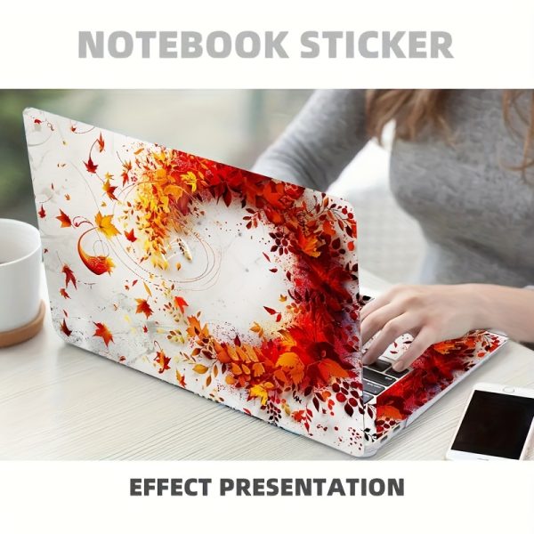 Autumn Leaves Pattern Laptop Skin Decal Set, Polyvinyl Chloride, Self-Adhesive, Reusable, Semi-Matte Finish, Scratch-Resistant Notebook Cover for 30.48-39.62 cm Laptops, Easy Application & Removal - 2pcs - Image 6