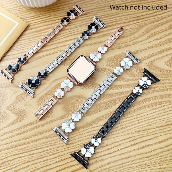 Shiny Clover Petal Metal Strap Bracelet for Apple Watch Ultra 2/1 Series 10 9 8 7 6 5 4 3 2 1 SE Women'S Bands - Image 4