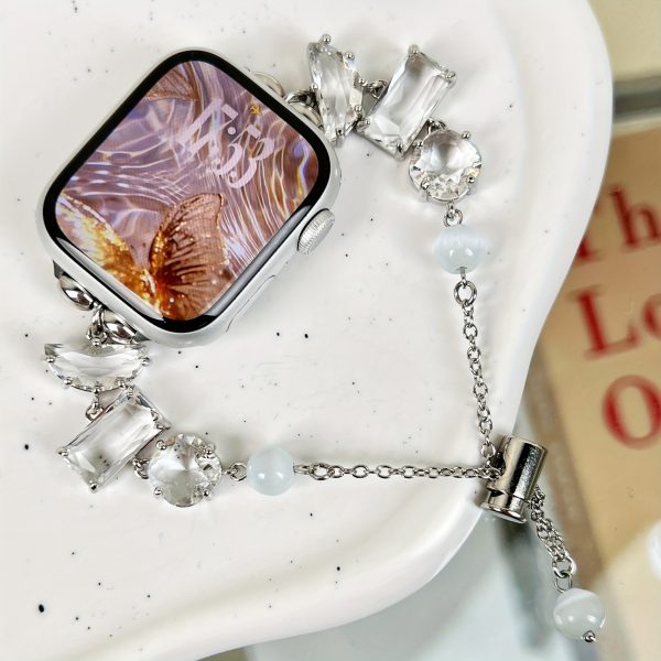 1pc Alloy Copper Gemstone Chain Style for apple Watch Band Strap, Women Fashionable Wristband, Without Battery, Compatible with 38mm 40mm 41mm 42mm 44mm 45mm 46mm 49mm for apple Watch Ultra S10/9/8/7/6/5/4/3/2/1 Smart Watch - Image 12