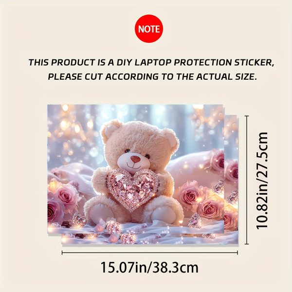 Vinyl Laptop Light Beige Teddy Bear Stickers, 2-Pack Scratch-Resistant DIY Art Protective Cover for Laptops - Easy to Apply and Durable Design Suitable for Notebooks & Cars - Image 2