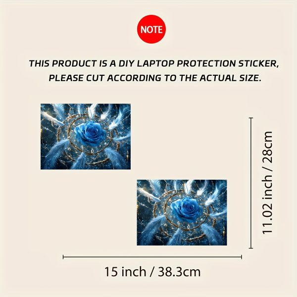 2pcs Patterned Laptop Art Floral Decal Protective Cover, Universal Netbook Light Beige Stickers Non-Reusable Notebook Light Beige Decals Waterproof and Scratch Resistant - Water-resistant, Anti-scratch, Suitable for Laptops, Cars - Image 2