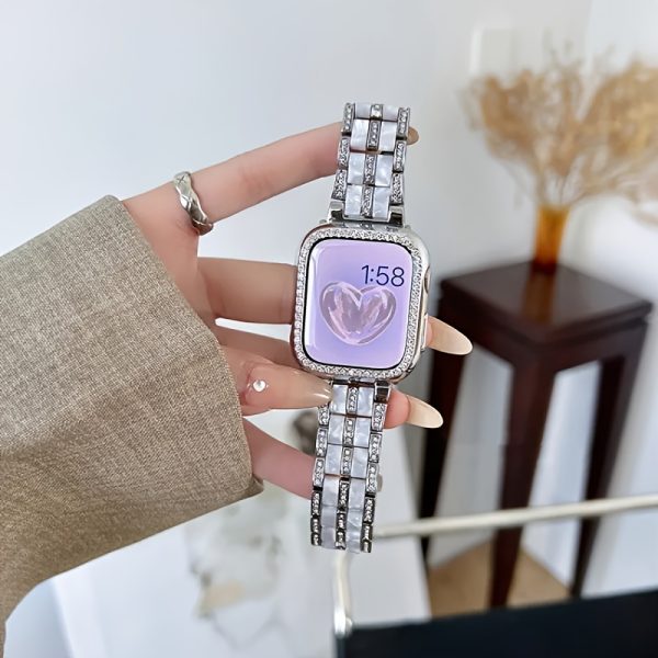 BIIFAKOO-era metal stitching two-color resin watch strap compatible with Apple watch strap 38mm 40mm 41mm 42mm 44mm 45mm 46mm 49mm suitable for Ultra series 10 9 8 7 SE 6 5 4 3 2 1
