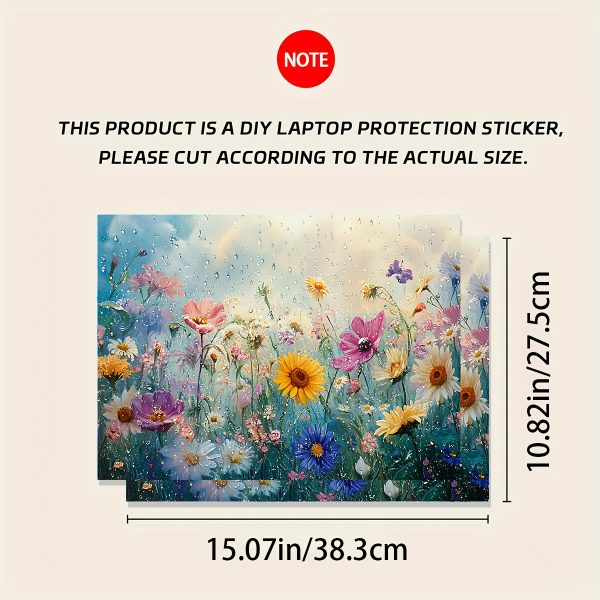 2pcs Floral Vinyl Laptop Skins, Vibrant Flower Design, Scratch-Resistant DIY Art Covers for Notebooks & Cars - Easy Apply, Durable Decoration, Notebook Accessories - Image 2