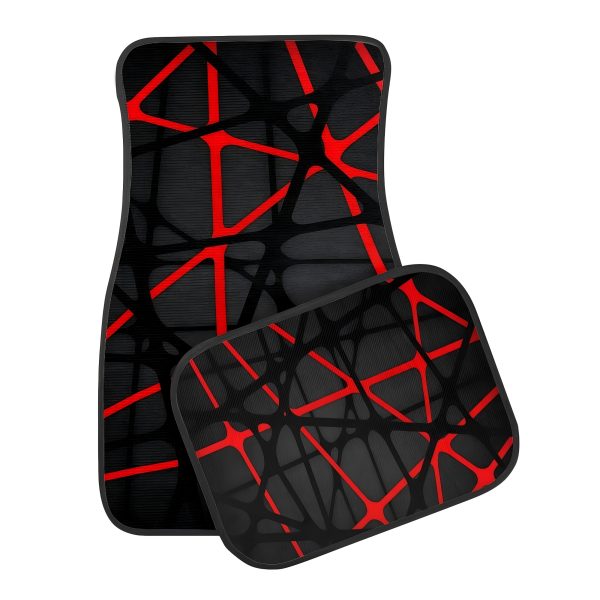 4pcs Universal Car Floor Mat Set, 3D Red and Black Design, Polyester Fiber, Anti-Slip, Absorbent, Easy to Clean, Fits All Driving Positions - Image 6