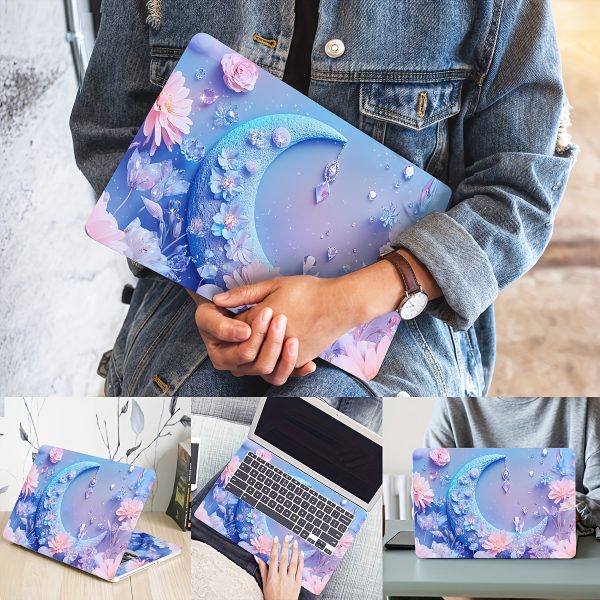 2pcs Aesthetic Vinyl Laptop Cases with Floral & Crescent Moon Design - Scratch-Resistant DIY Art Protective Covers, Easy to Apply & Durable, Non-Adhesive, Universal Fit for Notebooks, Laptop Customization | Whimsical Design | Durable Vinyl Material - Image 5