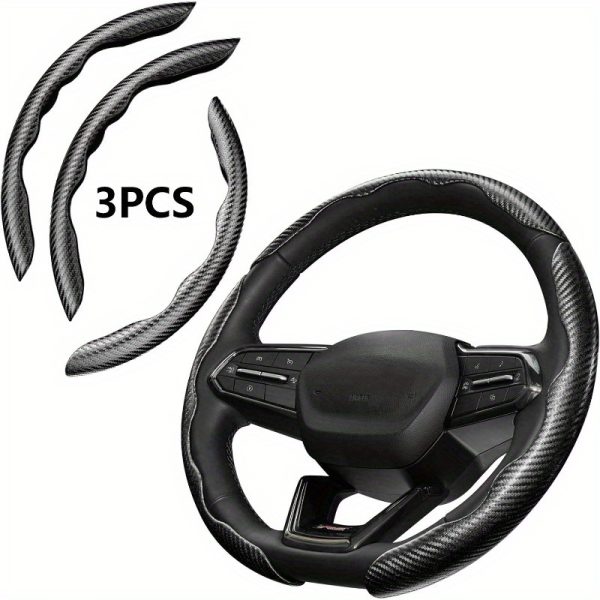 3pcs Car Steering Wheel Cover Set, Carbon Fiber Steering Wheel Covers, Three-Piece Split Anti-Slip Steering Wheel Protector with Butterfly Wings, Suitable for Most Cars, Sports Car Accessories - Image 7