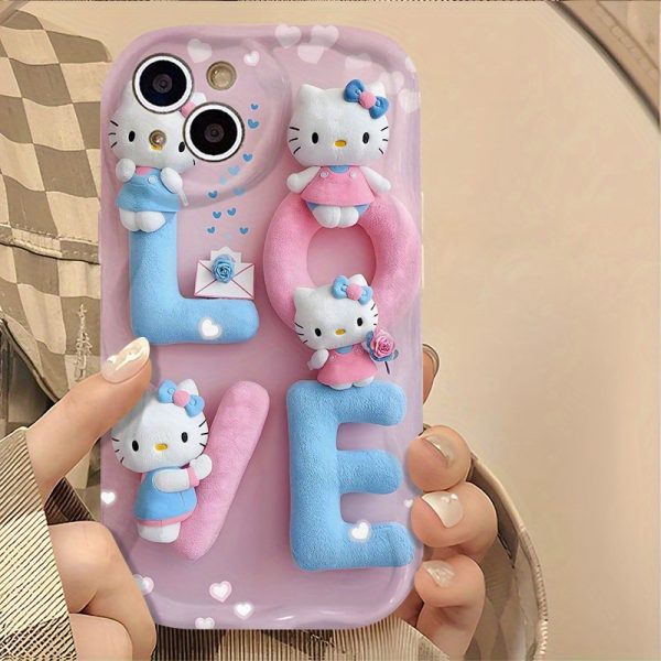 Sanrio Genuine Licensed Case Hello Kitty Cat Cute LOVE Letter Model Pink and Blue Neon Gradient Silicone Case for iPhone 16/ 15/ 14/ 13/ 12/ 11/ 8/ 7/ Pro Max/ Plus/ X/ XS/ XR/ XS MAX Perfect Gift for Holidays and Birthdays! - Image 4
