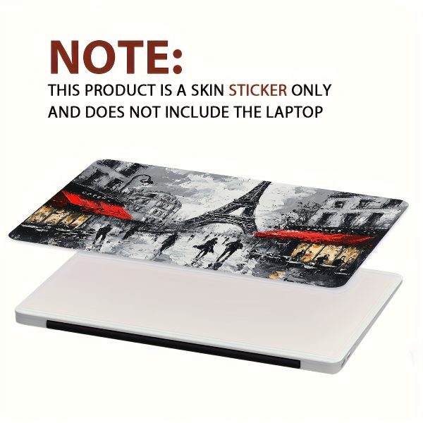 2pcs Paris Street Pattern Laptop Art Decal Protective Case, Universal Netbook Light Beige Stickers Non-Reusable Laptop Skins Waterproof and Scratch Resistant - Water-resistant, Anti-scratch, Suitable for Laptops, Cars - Image 4