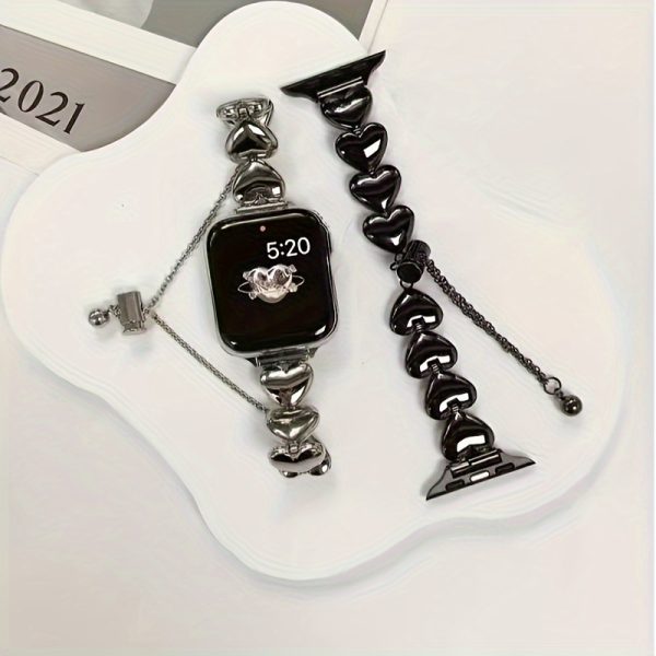 Fashion Women's Heart-Shaped Stainless Steel Metal Smartwatch Strap For Apple Watch38 40 41 42 44 45 49mm Series 1 2 3 4 5 6 7 8 9 SE Ultra Replacement Strap - Image 4