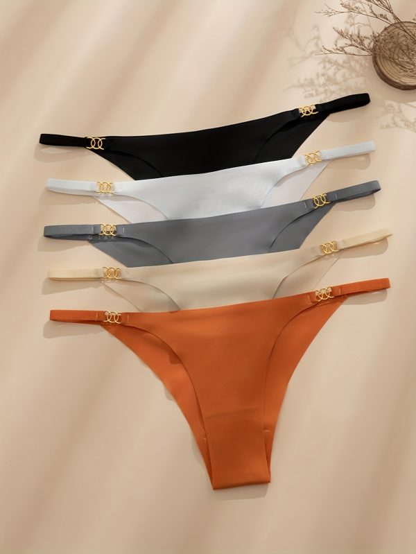 5pcs Women's Low-Rise Seamless Breathable Sheer Underwear - Ultra-Thin Summer Panties with Ultra-Lightweight Fabric, 4 Colors (Black/Grey/Orange/White) & Machine Washable, Everyday Comfort, Stylish Minimalistic, Smooth Texture Fabric - Image 4