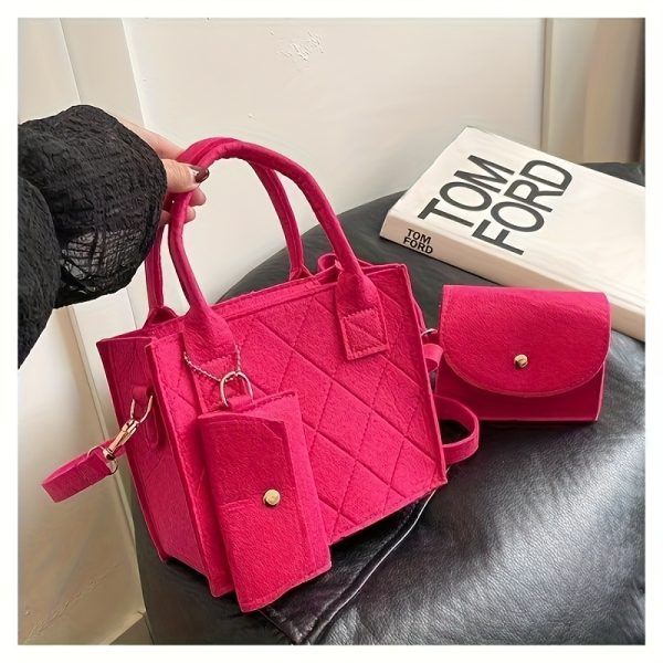 3pcs Embossed Women'S Handbag Set - Stylish Crossbody Bag, Clutch, and Wallet, Solid Color Casual Square Bag, Fashionable Fabric for Daily Use - Image 2