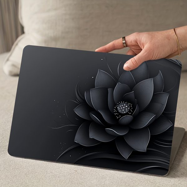 2-Pack Vinyl Laptop Skin, Black Lotus Sticker, Scratch-Resistant DIY Art Protective Cover, Compatible with HP, Dell, Lenovo, Apple, ASUS - Easy to Apply, Durable for Laptops, Cars, Helmets, Motorcycles, Fridge Decor, Cartoon Pattern, Semi-Matte Finish, Self-Adhesive Mount - Image 8