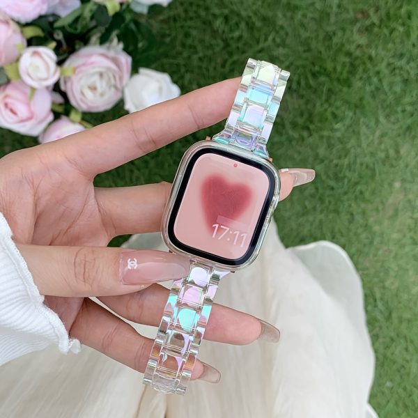 1pc Silica Gel Resin Watch Band for Apple Watch Series 10/9/8/7/SE/6/5/4/3, Casual Style, Transparent Elegant Design, Quick Release Foldover Clasp, Replacement Bracelet for 46/38/40/41/42/44/45/49mm - Youth Watches Compatible - Image 3