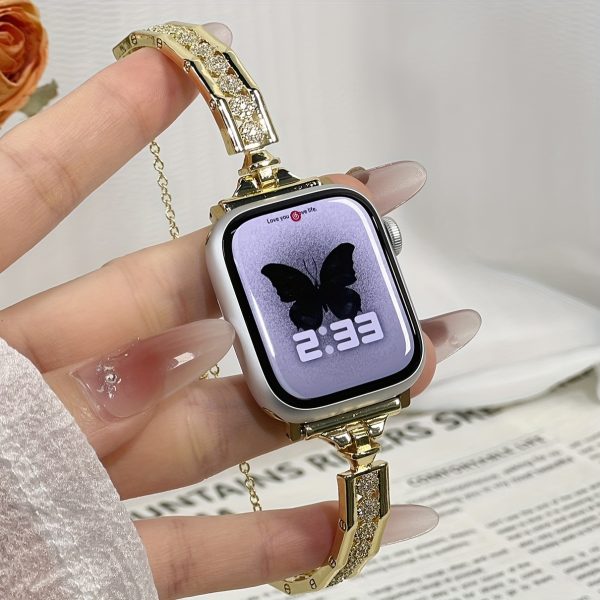 1pc Women Girls New Luxury Zirconia Diamond Hollow Bracelet Compatible with Apple Watch Band Series 10 9 8 7 6 5 4 3 2 1 38/40/41/42/44/45/46/49/ Ultra 1/2 SE for iWatch Strap Can be used as Back to School Gift, Birthday Gift - Image 11