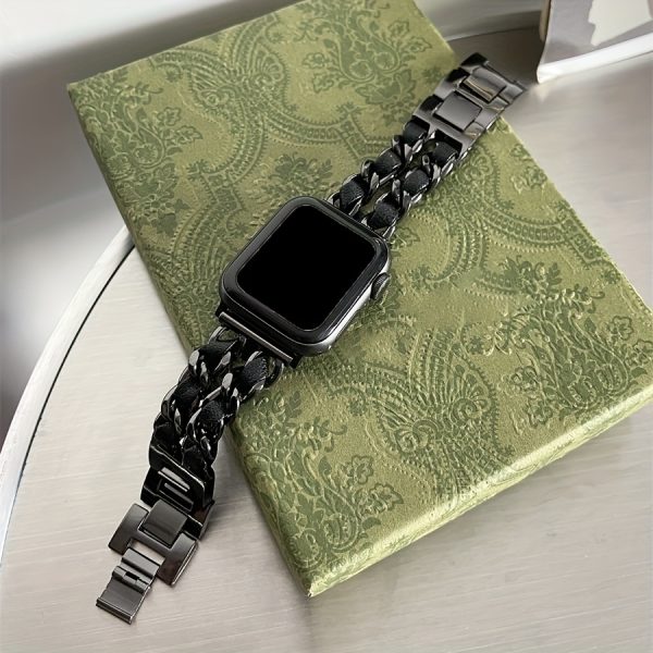 BIIFAKOO-Little Flavor Apple Watch Strap is suitable for iwatch10 9 8 7 6 5 4 3 2 1 SE Advanced Metal Chain with Two Rows of Protective Case compatible with 45mm 44mm 42mm 41mm 40mm 38mm - Image 14