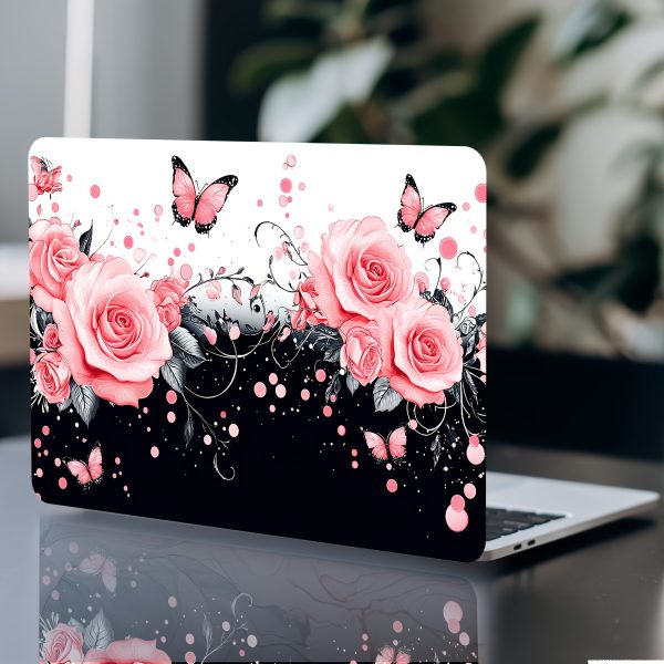 2pcs Elegant Pink Rose & Butterfly Vinyl Laptop Skins - Waterproof, Scratch-Resistant, Self-Adhesive Art Protection for Laptops & Cars, Perfect for Women'S Accessories, Laptop Skin | Artistic Laptop Skin | Durable Laptop Skin, Laptop Decor - Image 6