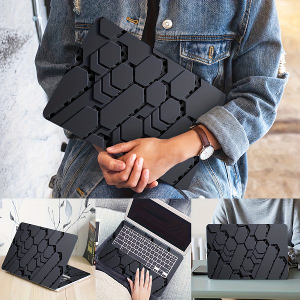 2pcs Black Metallic Laptop Skin Decals, Waterproof and Scratch-Resistant, Self-Adhesive Vinyl Stickers for Laptops, Semi-Matte Finish, Cartoon Pattern, Laptop Accessories