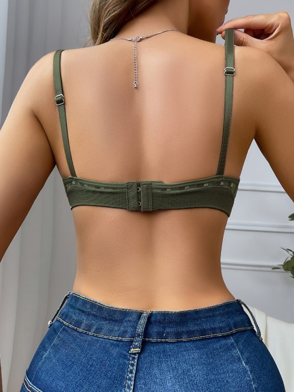 [High Support Bralette] 1pc High Support Wireless Polyamide Knit Fabric Bralette - Padless, Push-Up Design for Fall-Winter - Comfortable Basic Style Lingerie for Halloween, Christmas - Image 5