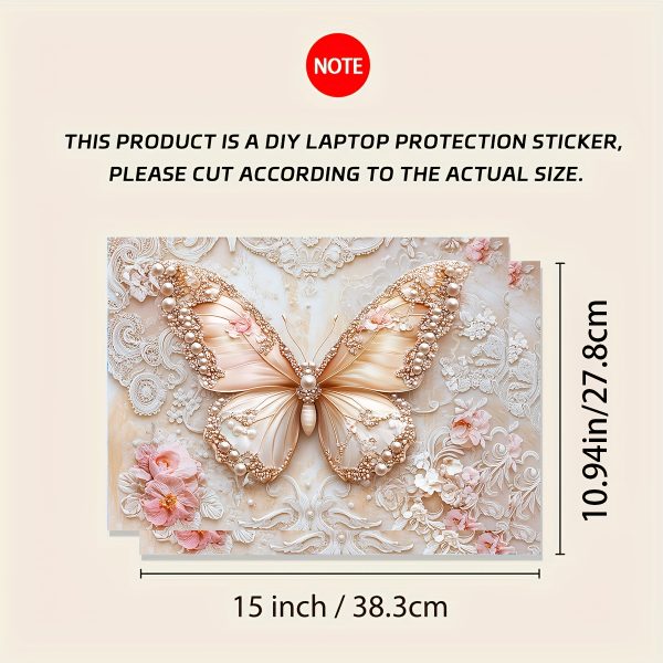 2pcs Elegant Butterfly PVC Decals for Laptops - Self-Adhesive, Waterproof & Scratch-Resistant Stickers with Semi-Matte Finish, Perfect for Notebooks, Cars, Helmets, Motorcycles & Refrigerators, Notebook Customization | Decorative Stickers | Durable Sticke - Image 2