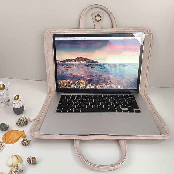 Shockproof High Quality Laptop Sleeve Case for 35.56 cm Notebooks - Lightweight Durable Pink Polyester Protective Cover with Anti-Scratch & Anti-Drop Design, Includes Hand Carry Handle for Office, Travel, Commute, Computer Laptop Carry Bag, Commuting Essentials, Modern Accessory, Reinforced Protection, Remote Workers - Image 5