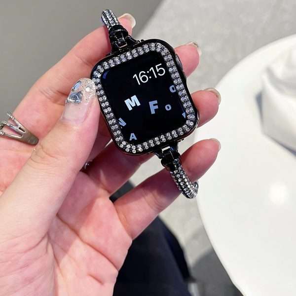 1pc Sparkling Crystal Apple Watch Band Compatible with 38mm-49mm & Ultra/Series 1-10, Alloy Metal Women's Fashion Bracelet - Luxury Gift for Her, Girlfriend, Friends, Apple Watch Bracelet, Smartband Accessory, Cylindrical Gemstone Design, Durable Clasp Feature - Image 13