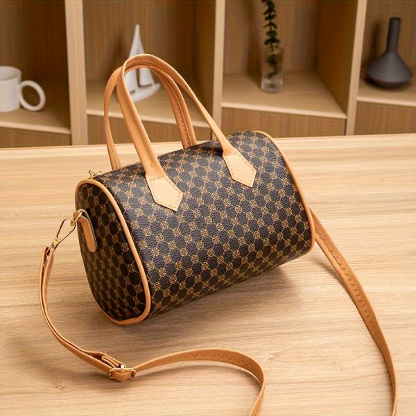 Vintage Polka Dot Mini Crossbody Bag for Women - Lightweight Synthetic Leather with Detachable Adjustable Shoulder Strap & Zipper Closure, Compact 19.51x13.0x11.99cm, Durable Polyester Lining, Deep Brown - Perfect for Travel, Holidays & Gifts, Leather Crossbody Bag, Holiday Gift Accessory, Classic Turnlock Closure