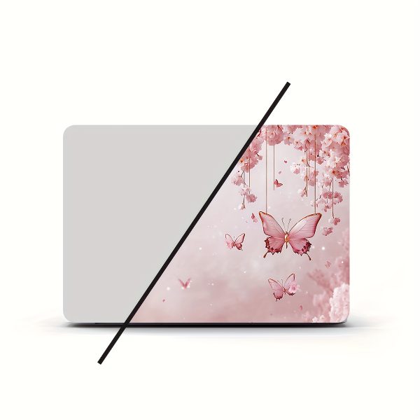 2pcs Floral & Butterfly Vinyl Laptop Skins - Scratch-Resistant, Easy-to-Apply DIY Art Protective Covers for Laptops, Notebooks, Cars, Helmets, Fridge Decor - Durable PVC Material with Vibrant Pink & White Design, Cute Laptop Skins, Helmet Decoration, Whimsical Design, Longlasting Protection - Image 5