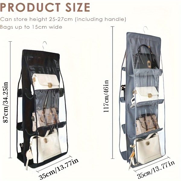8-Pocket Hanging Handbag Organizer, Unscented Oxford Fabric Storage Rack with Foldable Design for Space-Saving Closet Handbag Holder - Image 4