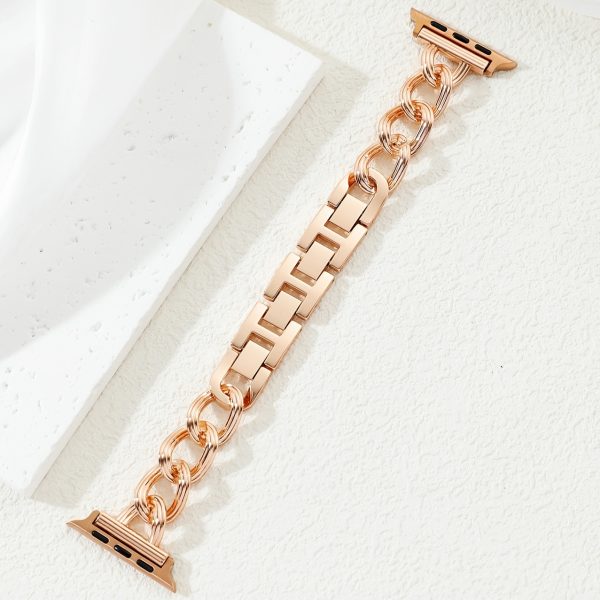 Adjustable Stainless Steel Chain Link Bracelet for Apple Watch Series 10/9/8/7/6/5/4/3/2/1 Ultra/SE - Includes SE and Ultra Models, Quick Release Buckle, Comfortable Fit, Denim Chain Design, Irregular for iwatch Bracelet Strap, for Apple Watch Accessories - Image 6