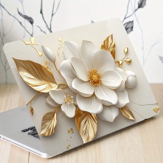 Vinyl Laptop Case with Floral Stickers, 2pcs/Set, Scratch-Proof DIY Art Protective Case, Suitable for Laptops - Easy to Paste and Durable Design Suitable for Laptops, Cars, Helmets, Motorcycles, Refrigerator Decoratio
