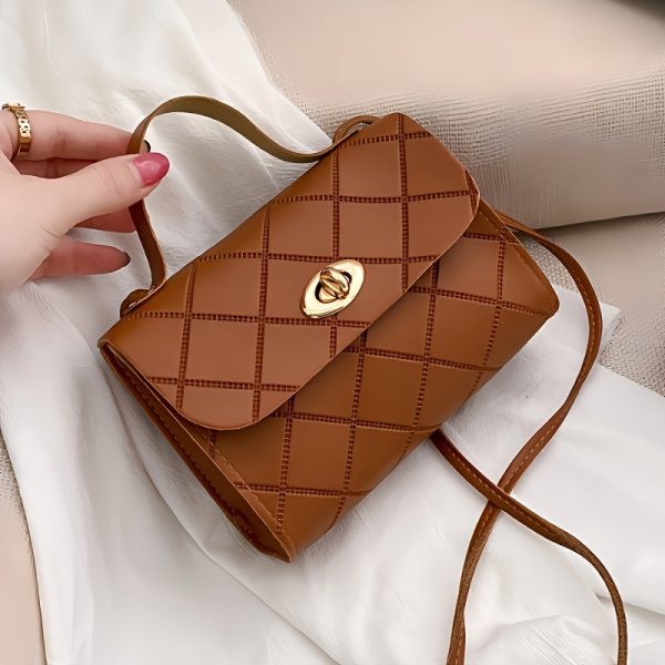 Fashionable lady's mini handbag - Fashion black with striped design, perfect for daily commuting. Women's quilted crossbody handbag, small top handle clutch, designer handbag, handbag, handbag - Image 12
