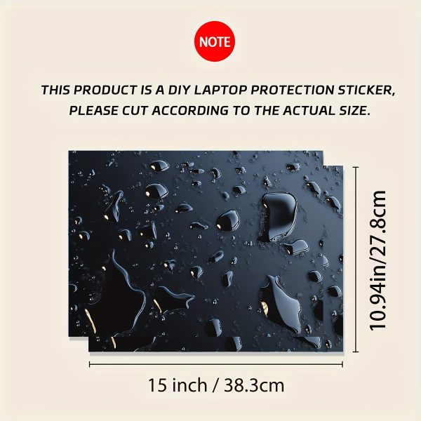 Roll packaging, 3pcs included with 1 spare piece, no need to worry about peeling off. Raindrop laptop art decal protective cover, universal Light Beige sticker for laptops, non-reusable waterproof and scratch-resistant laptop Light Beige decal - waterproof, anti-scratch, suitable for laptops, cars, helmets, motorcycles, refrigerator decoration - Image 2