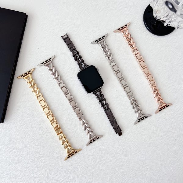Fashion V-shaped Stainless Steel Smartwatch Strap For Apple Watch SE10/9/8/7/6/5/4/3/2/1, Women's Replacement Bracelet Strap - Image 3