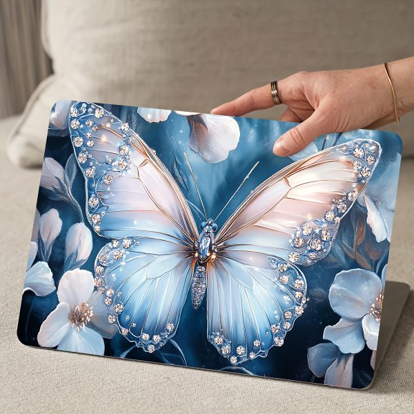 Vinyl Laptop Case Butterfly Flower Stickers, 2pcs/set, Scratch-Proof DIY Art Protective Case, Suitable for Laptops - Easy to Paste and Durable Design Suitable for Laptops, Cars, Helmets, Motorcycles, Refrigerator Decoration - Image 8