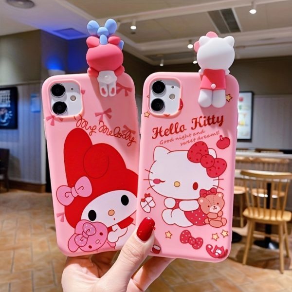 Sanrio Sanrio Cartoon Mobile Phone Case with Stand, Suitable for iPhone 16/15/14/13/12/11/XS/XR/X Plus Pro Max Mobile Phone Case TPU Soft Shell Cartoon Cute and Fashionable Full-coverage Mobile Phone Case - Image 2