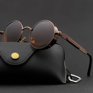 1pc Vintage Steampunk Fashion Glasses - Durable Metal Frame, Mirrored Lens for Stylish Accessories|Chic Eyewear with Brown Tone, Round Glasses for Women, Stylish Eyewear|Round Lens Glasses|Decorative Eyewear