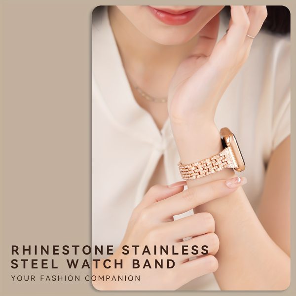 Sparkling Rhinestone Band for iWatch, Colorful Rose Golden, Waterproof, Compatible with Series 1-10 & SE, Sizes 38mm to 49mm, BIIFAKOO, Ultra - Image 11