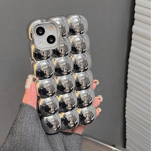 The [Xinmingnuo] Premium Electroplated Waffle Crossbody Chain Case Is Suitable for Iphone 14 Pro Max, Compatible with The New Apple 13 Pro, 12 Pro, And Creatively Designed 3D Protective Cases for Women, Including Niche Full-Cover Options for 11, 13, And 14 - Image 3