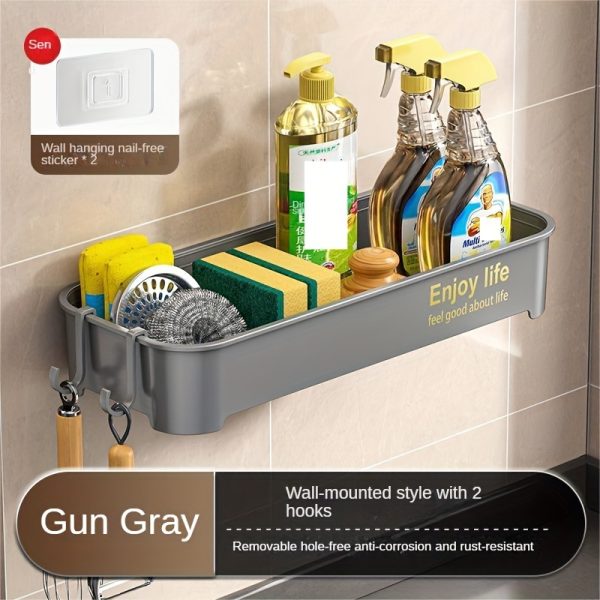 No-Drill Thickened ABS Kitchen Sink Organizer with Hooks & Slotted Trays - Multi-Compartment Storage Shelf for Cleaning Supplies, Bottles, Sponges - Multi-Color Options, Kitchen Sink Accessories, Rustic Kitchen Decor, Installfree Setup - Image 7