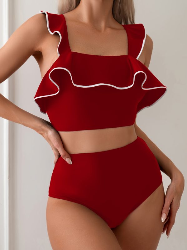 Women's Ruffled Two-Piece Tankini Swimsuit Set, High-Waisted Bottom, Royal Trim - Image 7