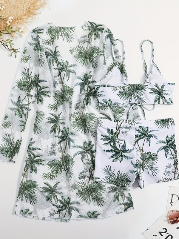25SS Midsummer Trend New Bikini Three-Piece Swimsuit with Skirt, Long Sleeve Swim Cover-Up for Women - Image 4