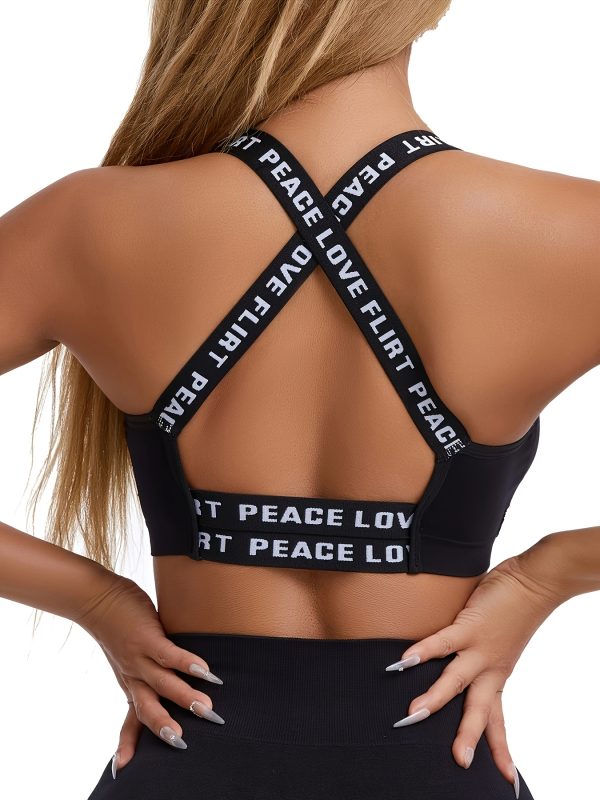 Pack of 4 lettered sports bras, comfortable and breathable pleated wireless sport underwear bra, shockproof running and yoga multi-set vest - Image 2