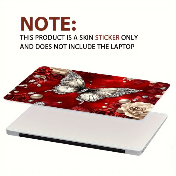 Pack of 2 Red Butterfly Laptop Art Decal Protective Cases, Universal Netbook Light Beige Stickers Non-Duplicate Use Field Notebook Computer Light Beige Sticker Decals Waterproof and Scratch Resistant - Waterproof, Anti-scratch, Suitable for Laptops, Cars - Image 7