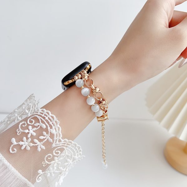 Stylish Beaded Metal Dual Chain Bracelet Strap Suitable for Apple Watch 38mm 40mm 41mm 42mm 44mm 45mm 49mm (S10 42)mm (S10 46)mm, High-End Women's Wristband Suitable for iWatch Series Ultra 2 SE 10 9 8 7 6 5 4 3 2 1 Gift - Image 5