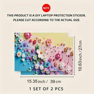 2pcs Vinyl Material, Gorgeous Flower Design Laptop Case, Anti-Scratch Laptop Case for 15.35 Inch X 10.6 Inch Laptop. Product Size: 27Cmx39Cm (10.63 Inch X 15.35Inch)