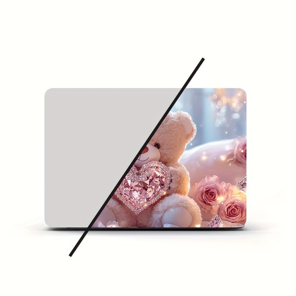 Vinyl Laptop Light Beige Teddy Bear Stickers, 2-Pack Scratch-Resistant DIY Art Protective Cover for Laptops - Easy to Apply and Durable Design Suitable for Notebooks & Cars - Image 5